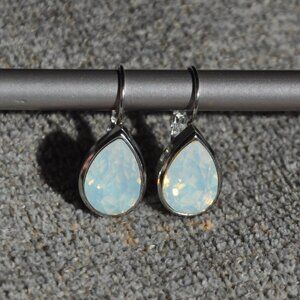 Myka Nina Teardrop White Opal Swarovski Crystal Bright Rhodium Earring